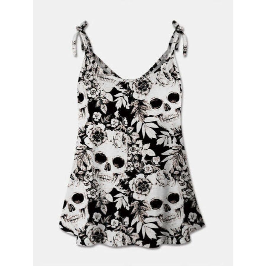 Skull Print Scoop Neck Cami Black / S Apparel and Accessories
