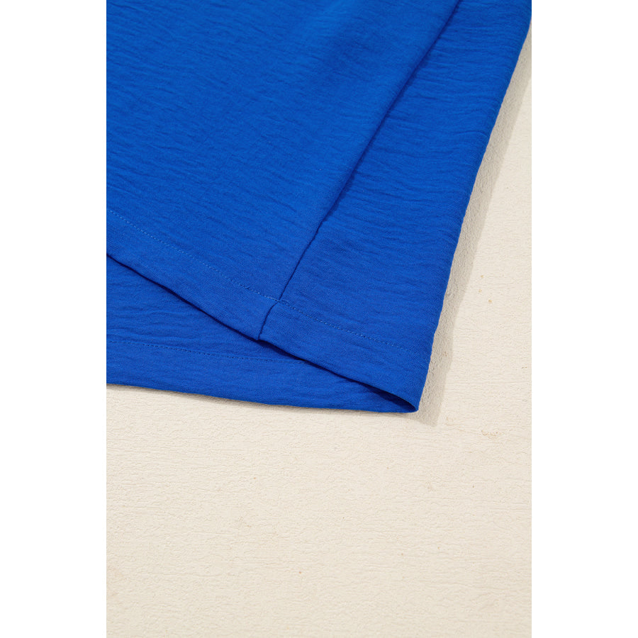 Sky Blue Frilled V Neck Bracelet Sleeve Shift Mini Dress Dresses/Mini Dresses