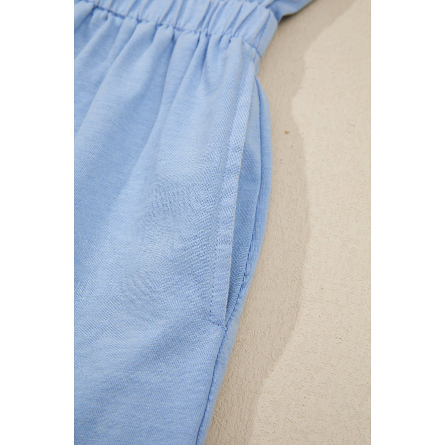 Sky Blue Mineral Wash Elastic Waist Tank Dress with Side Pockets Dresses/Mini Dresses
