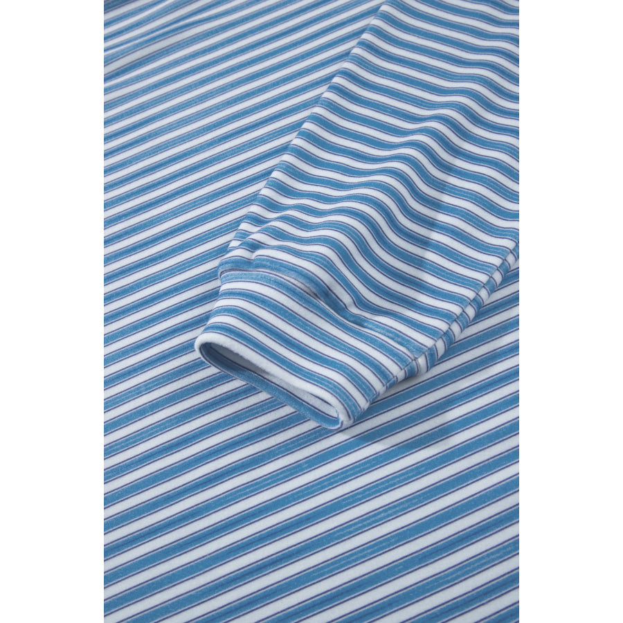 Sky Blue Stripe Long Sleeve Oversized Top Pocketed Casual Shorts Two Piece Set Sets/Short Sets