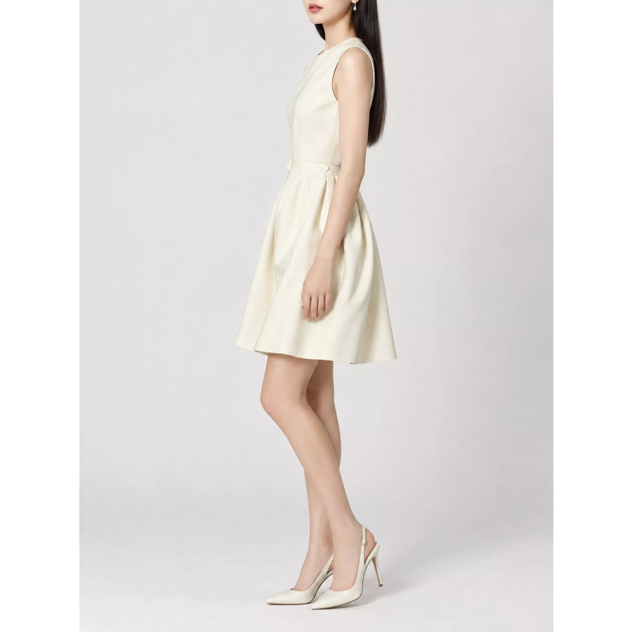Sleeveless A-Line Midi Dress White / XS Apparel and Accessories