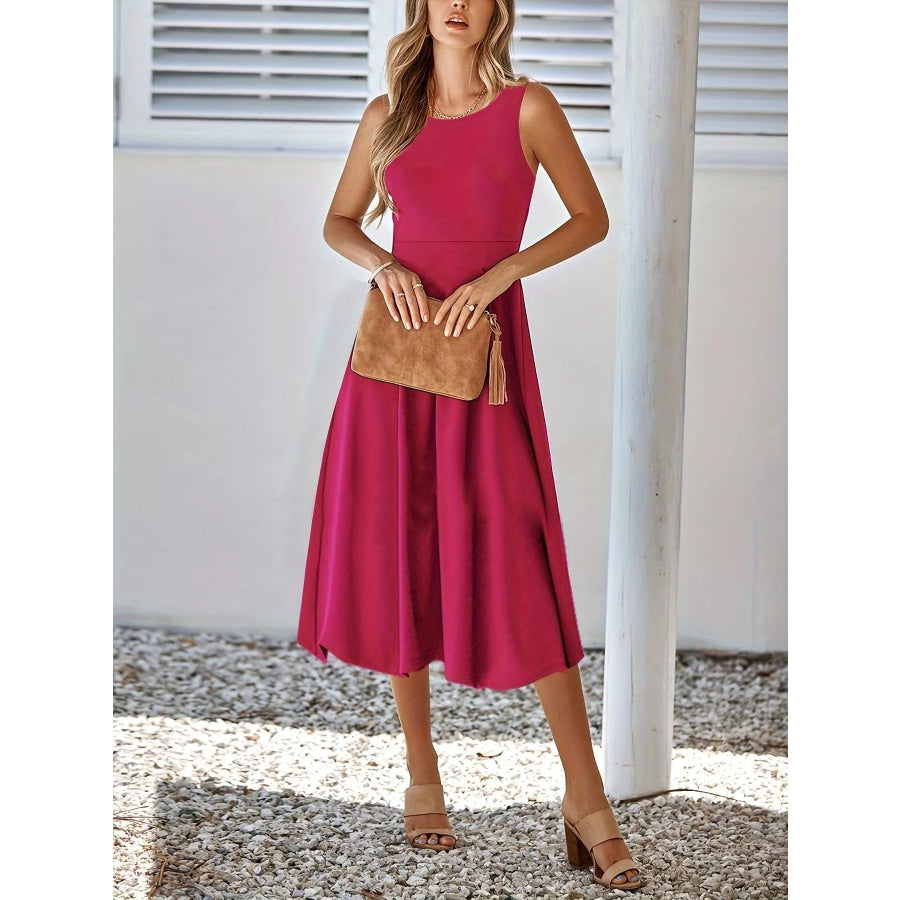 Sleeveless A-Line Midi Dress Apparel and Accessories
