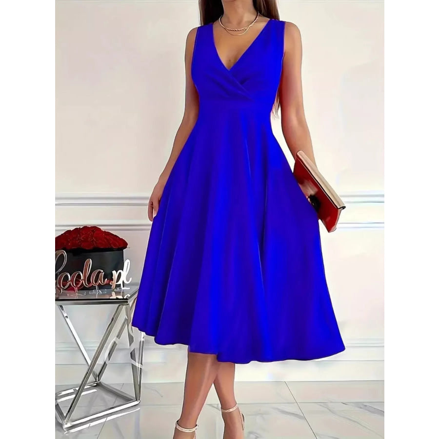 Sleeveless A-Line Midi Dress Apparel and Accessories