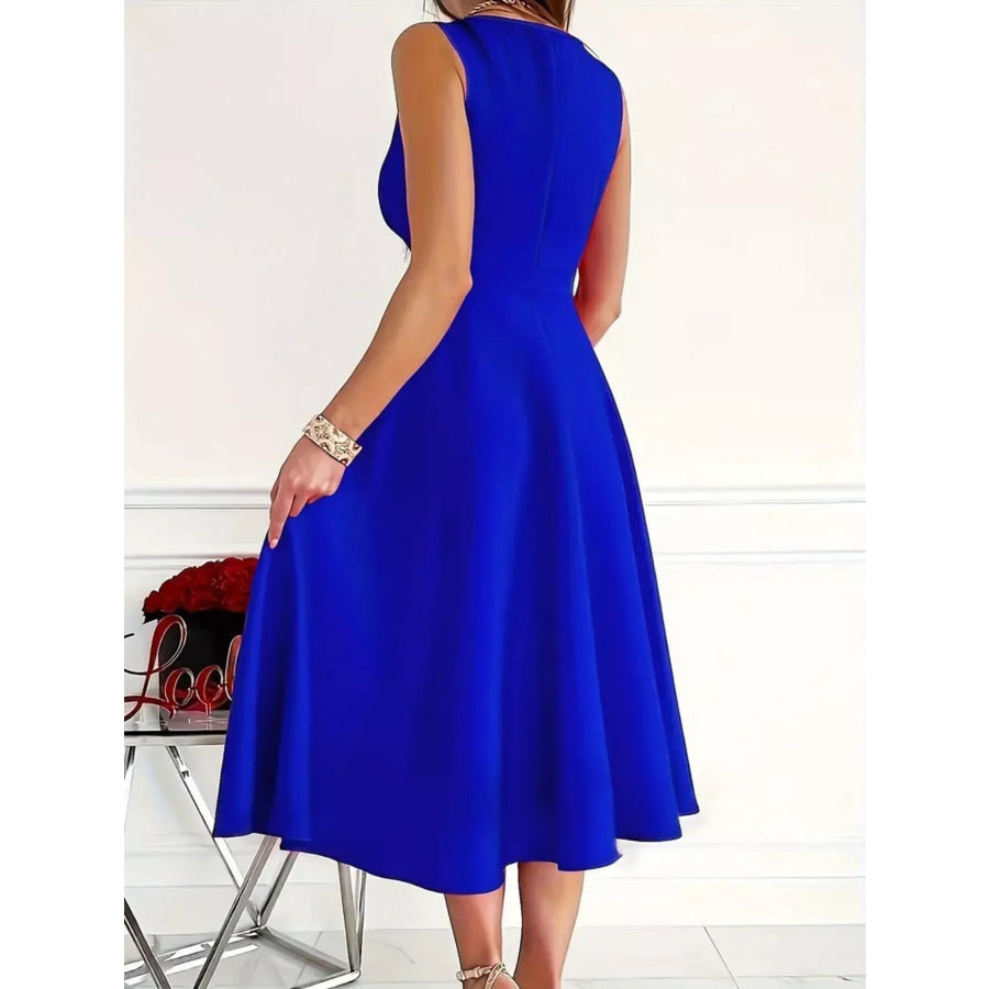 Sleeveless A-Line Midi Dress Apparel and Accessories