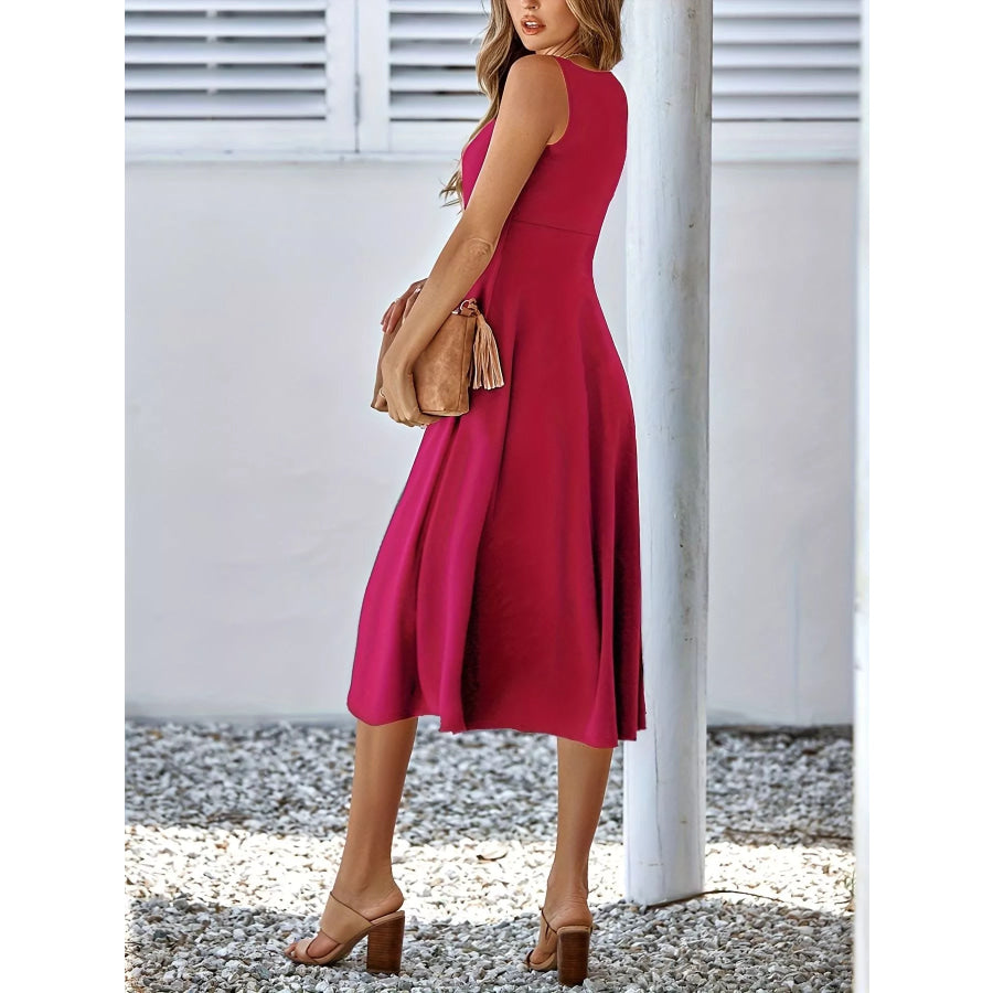 Sleeveless A-Line Midi Dress Apparel and Accessories