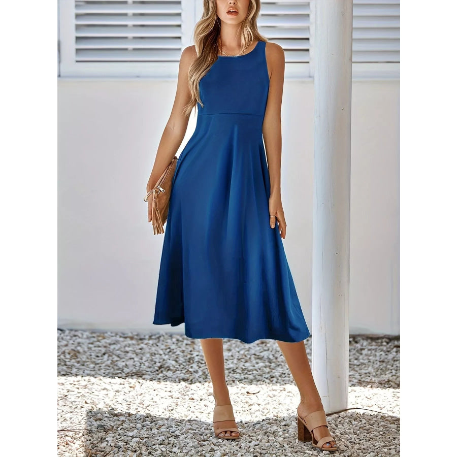 Sleeveless A-Line Midi Dress Apparel and Accessories