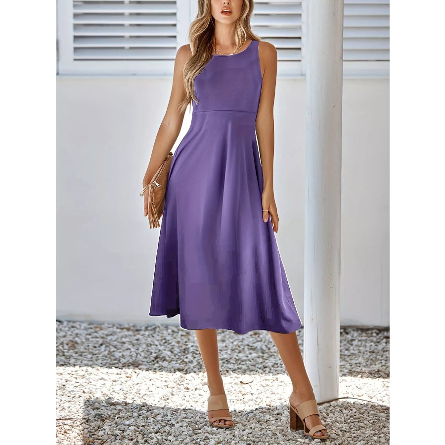 Sleeveless A-Line Midi Dress Lavender / S Apparel and Accessories
