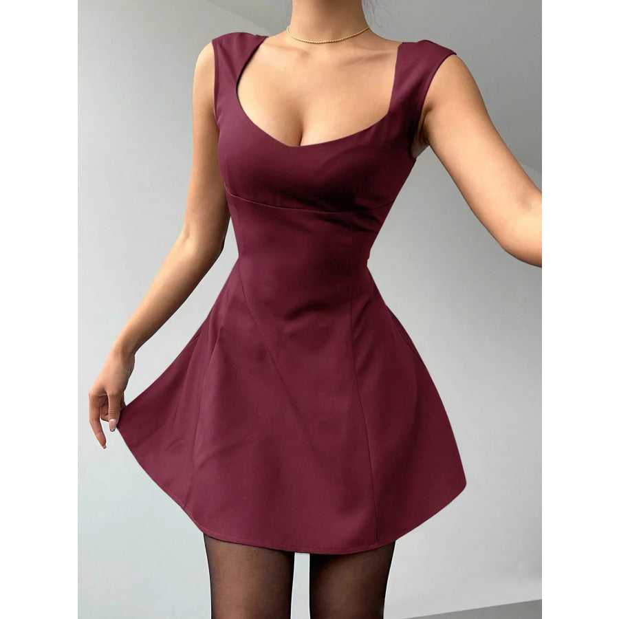 Sleeveless A-Line Mini Dress Burgundy / S Apparel and Accessories