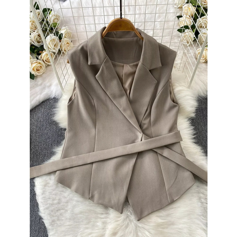 Sleeveless Blazer and Wide-Leg Pants Set Apparel and Accessories