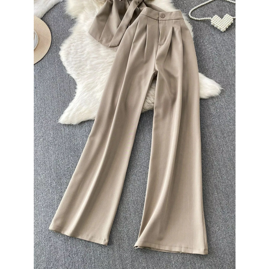 Sleeveless Blazer and Wide-Leg Pants Set Apparel and Accessories