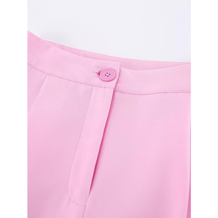 Sleeveless Blazer and Wide-Leg Pants Two-Piece Set Apparel and Accessories