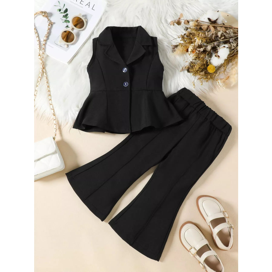 Sleeveless Blazer & Flare Pants Set Black / 2-3 Apparel and Accessories