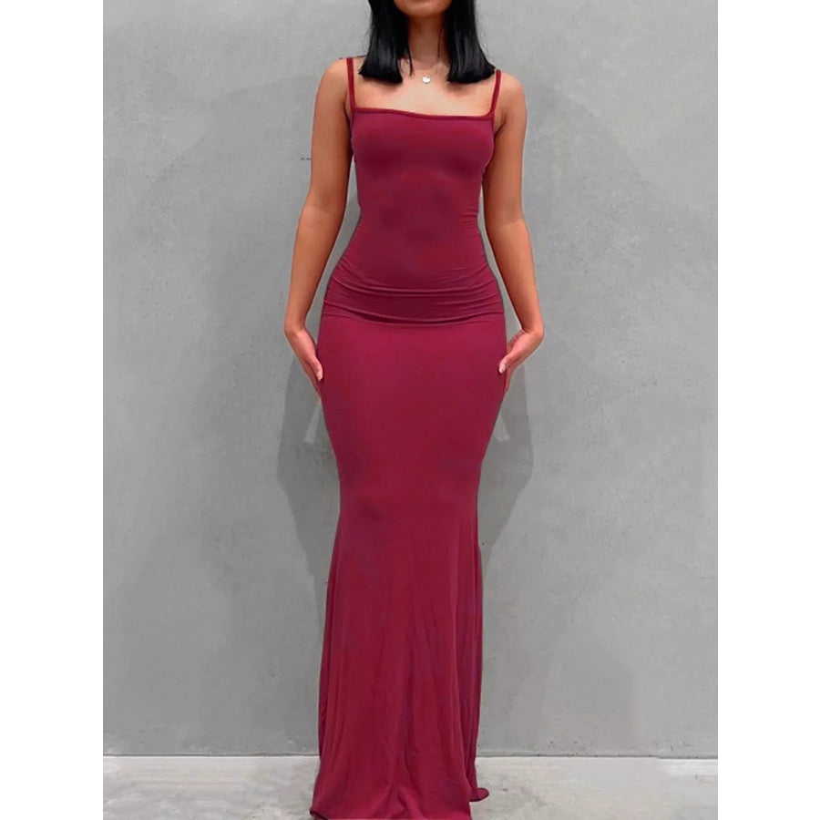 Sleeveless Bodycon Maxi Dress Burgundy / XS Apparel and Accessories