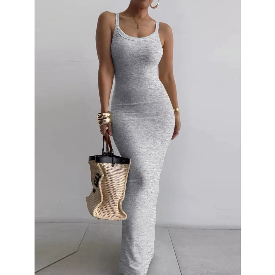Sleeveless Bodycon Maxi Dress Grey / S Apparel and Accessories