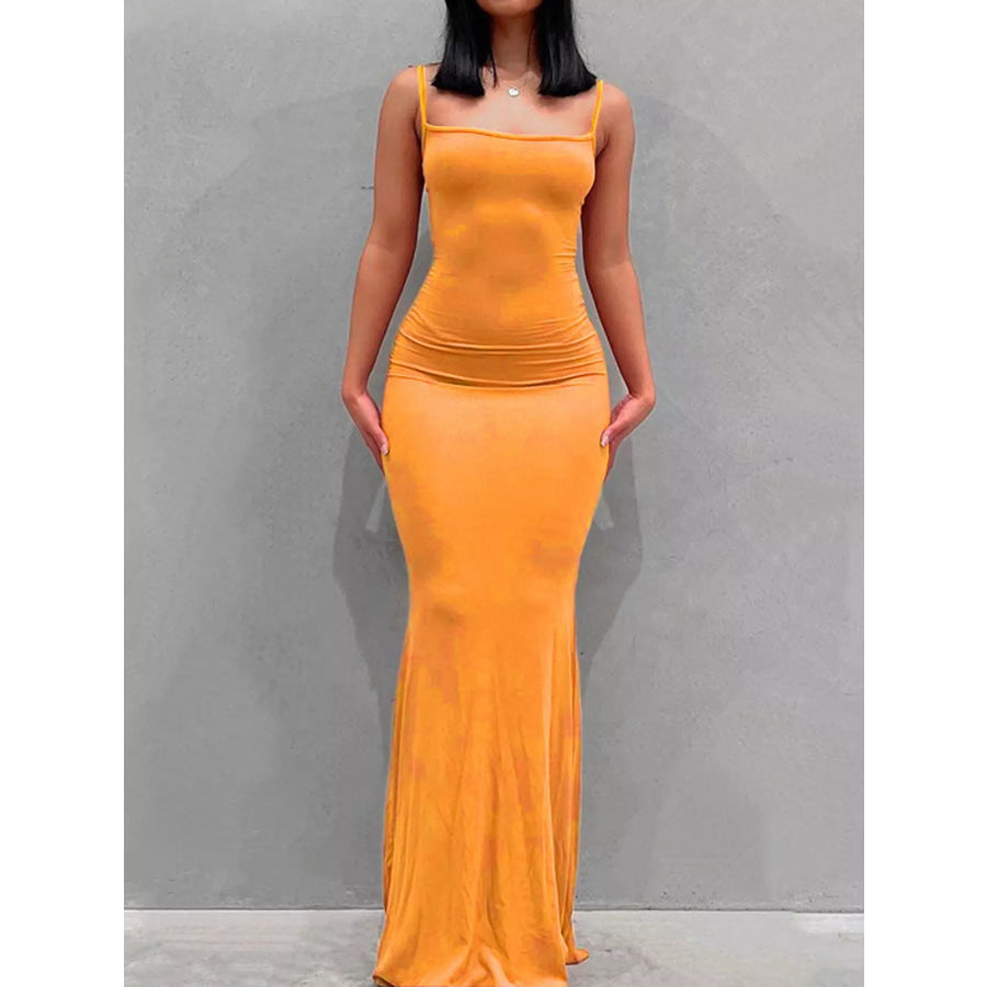 Sleeveless Bodycon Maxi Dress Orange / XS Apparel and Accessories
