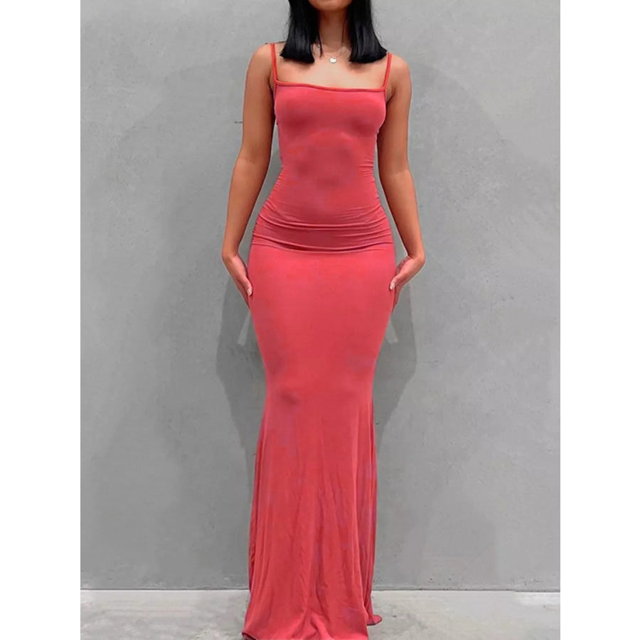 Sleeveless Bodycon Maxi Dress Watermelon Red / XS Apparel and Accessories