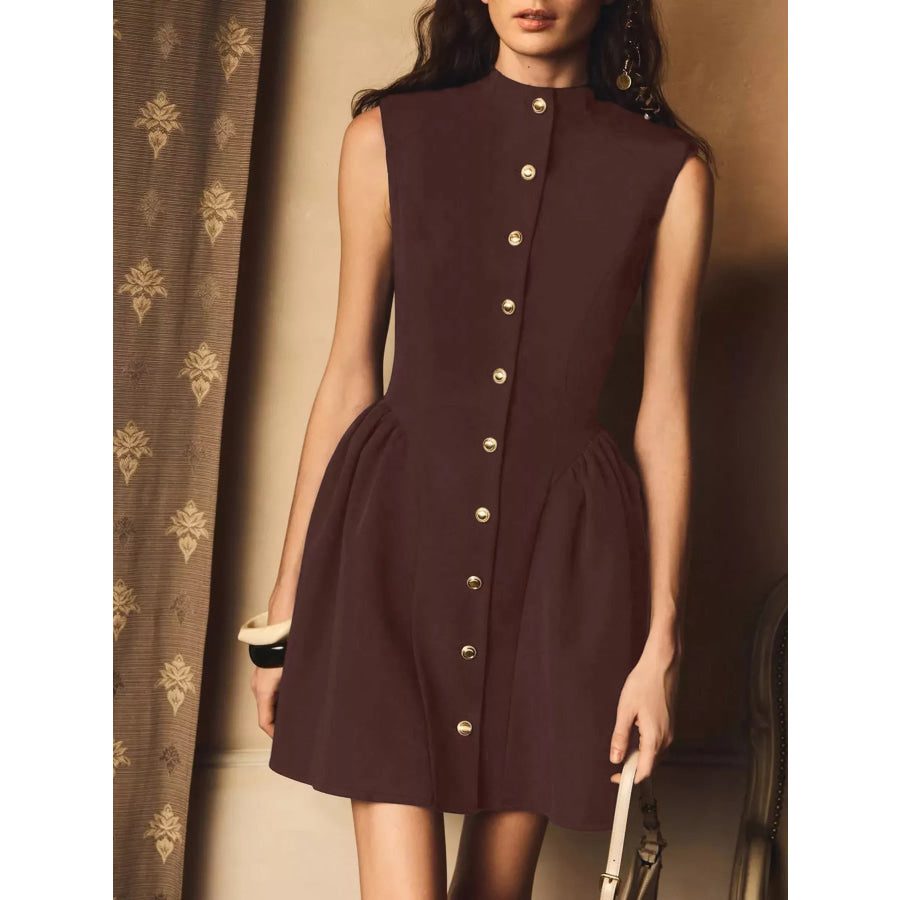 Sleeveless Button-Down A-Line Mini Dress Apparel and Accessories