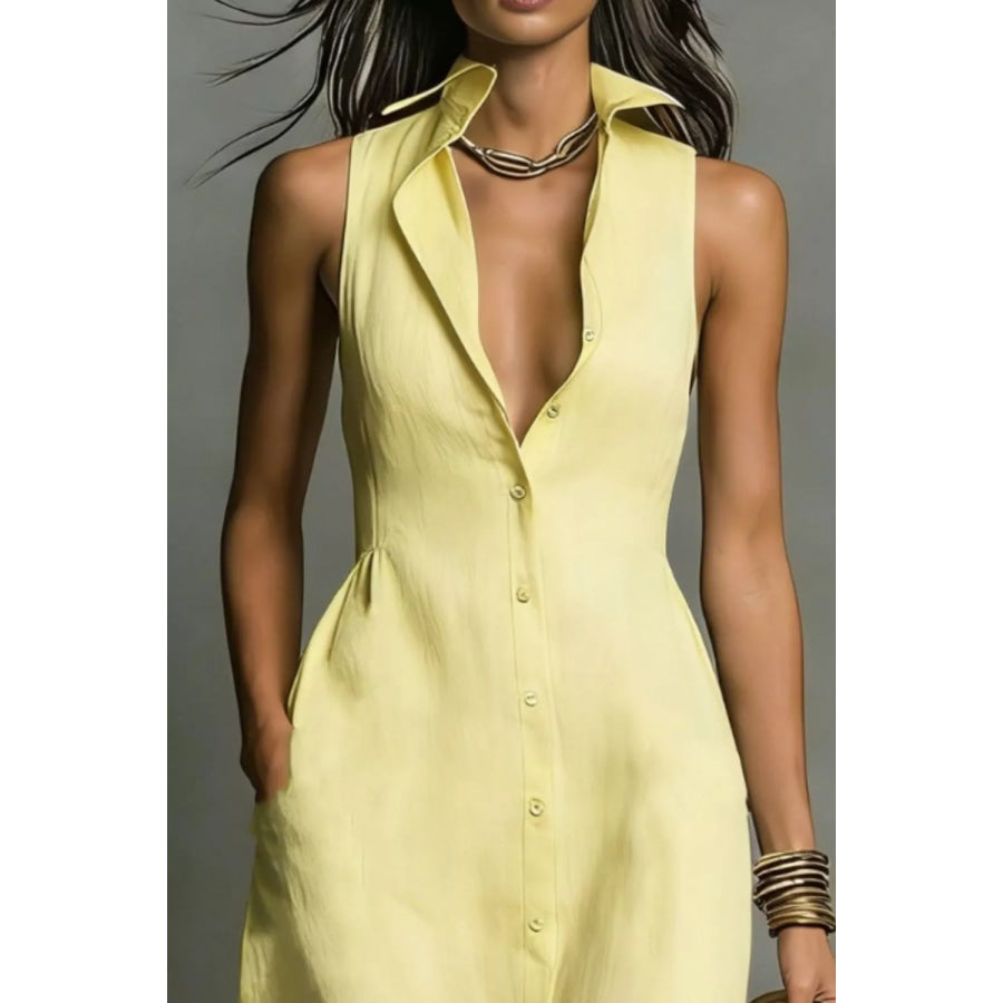 Sleeveless Button-Down Maxi Dress Apparel and Accessories