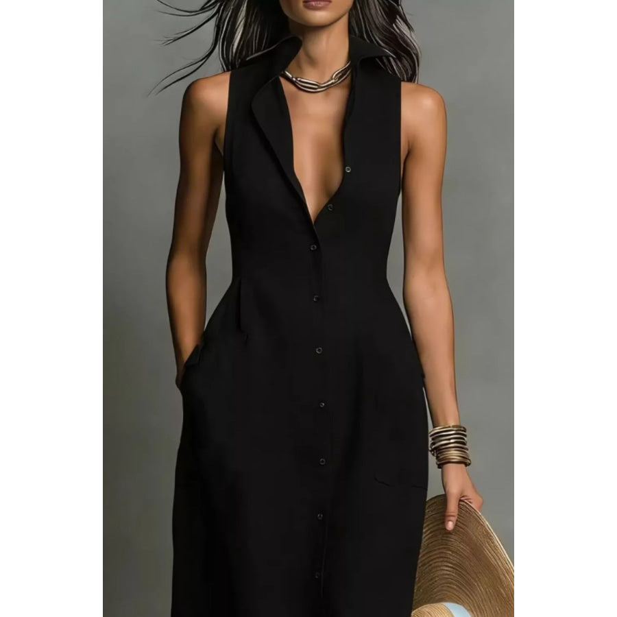 Sleeveless Button-Down Maxi Dress Apparel and Accessories
