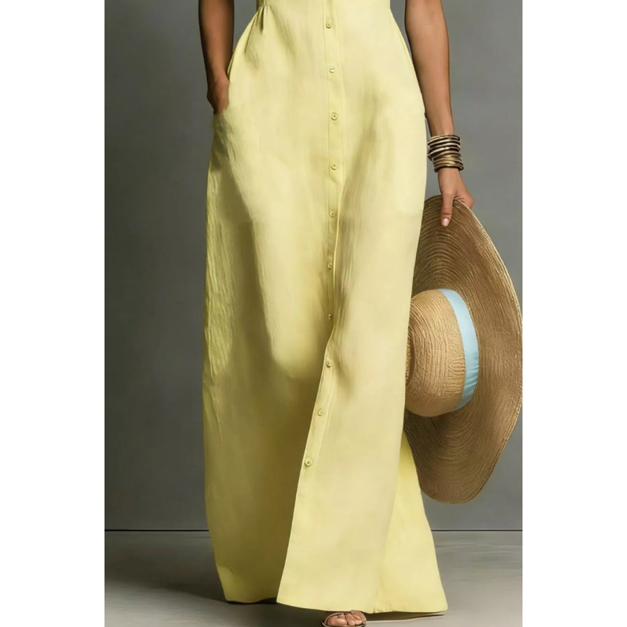Sleeveless Button-Down Maxi Dress Apparel and Accessories