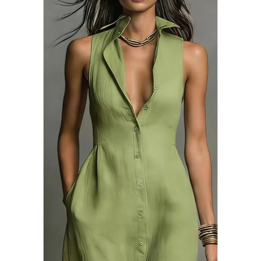 Sleeveless Button-Down Maxi Dress Apparel and Accessories
