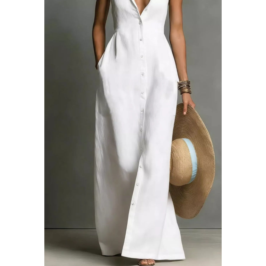 Sleeveless Button-Down Maxi Dress Apparel and Accessories