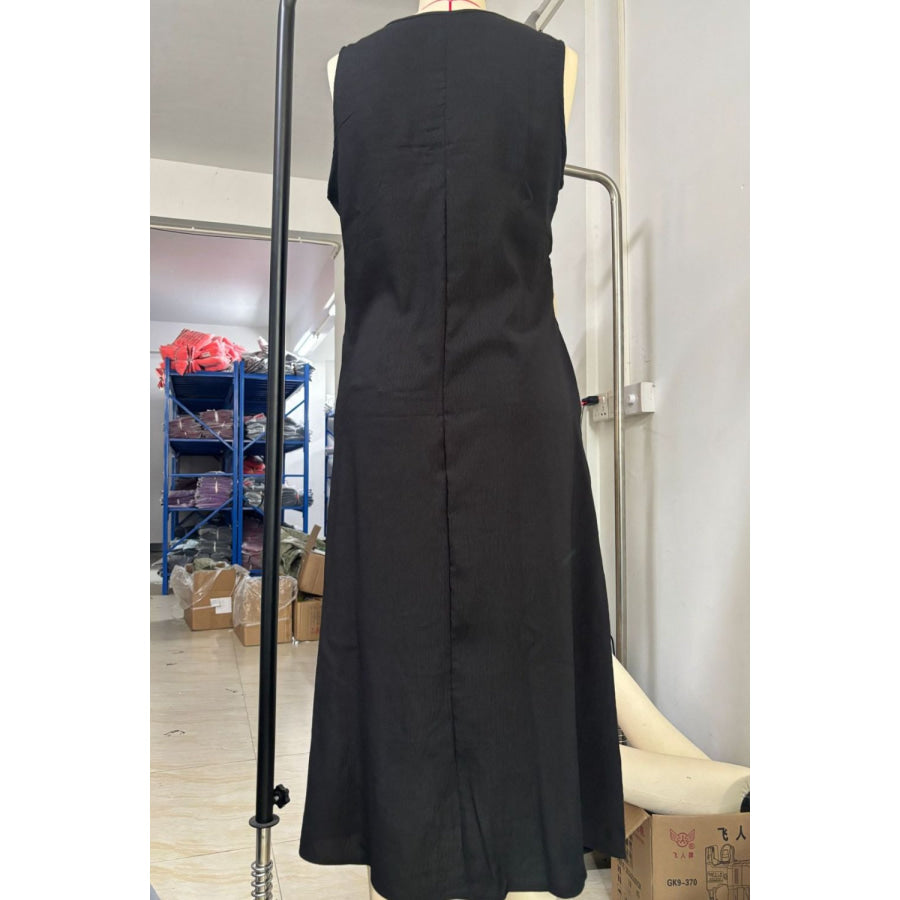 Sleeveless Button-Down Midi Dress Apparel and Accessories