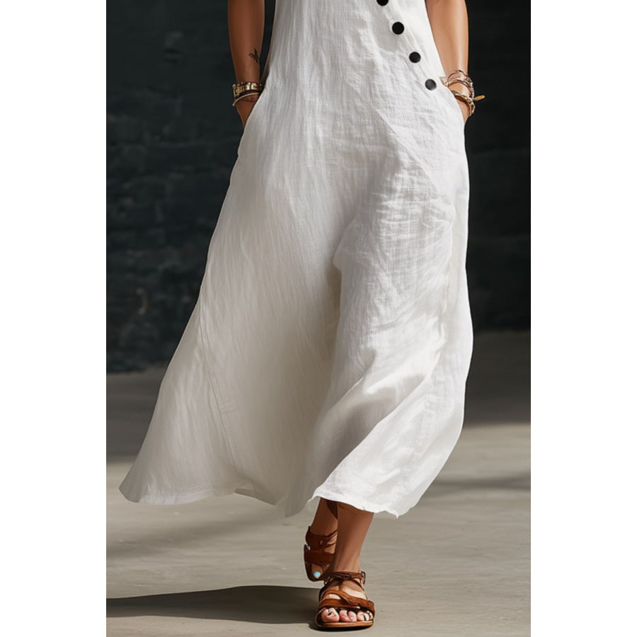 Sleeveless Button-Down Midi Dress Apparel and Accessories
