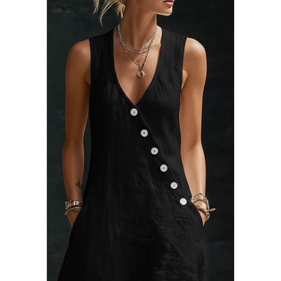 Sleeveless Button-Down Midi Dress Apparel and Accessories