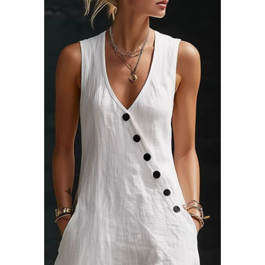 Sleeveless Button-Down Midi Dress Apparel and Accessories