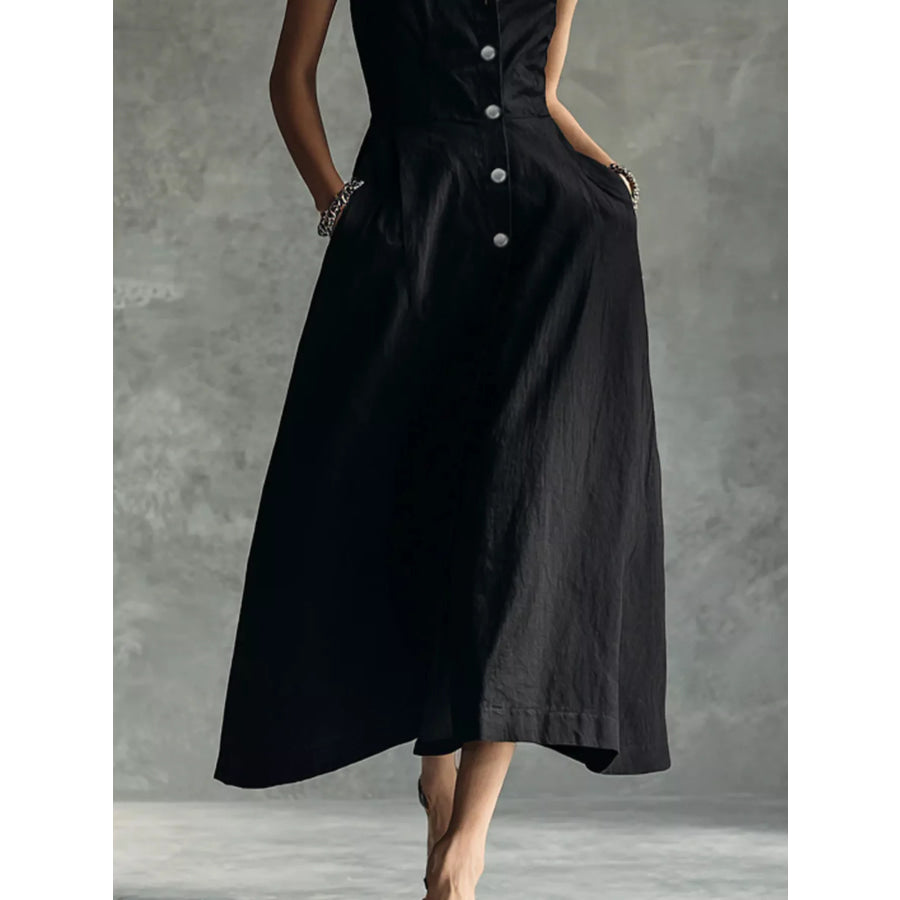 Sleeveless Button-Down Midi Shirt Dress Apparel and Accessories