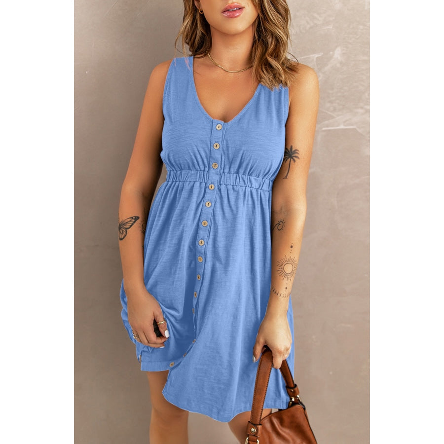 Sleeveless Button Down Mini Dress