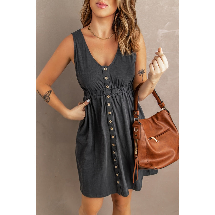 Sleeveless Button Down Mini Dress