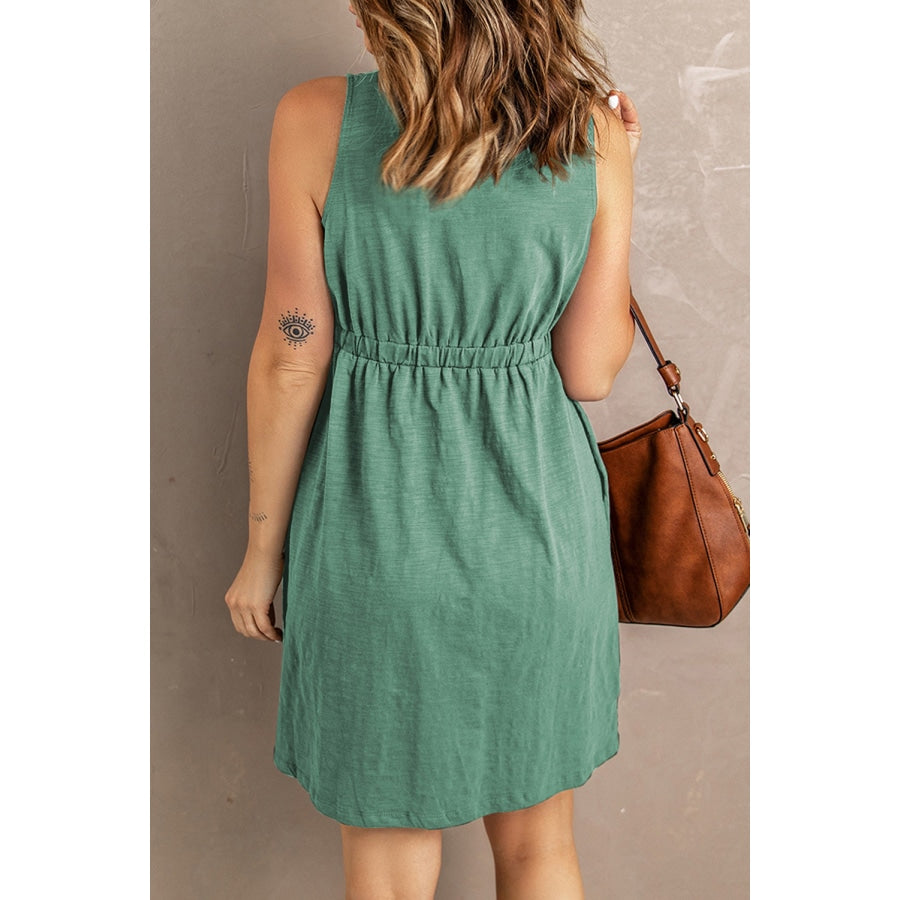 Sleeveless Button Down Mini Dress