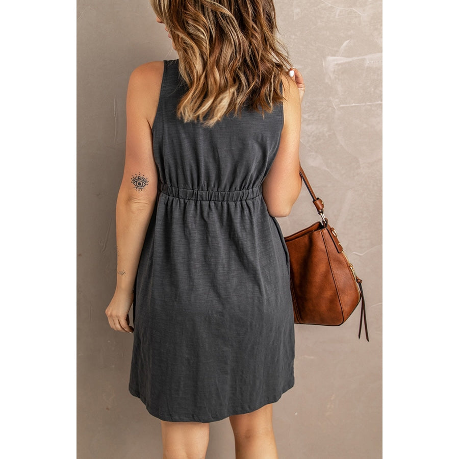 Sleeveless Button Down Mini Dress