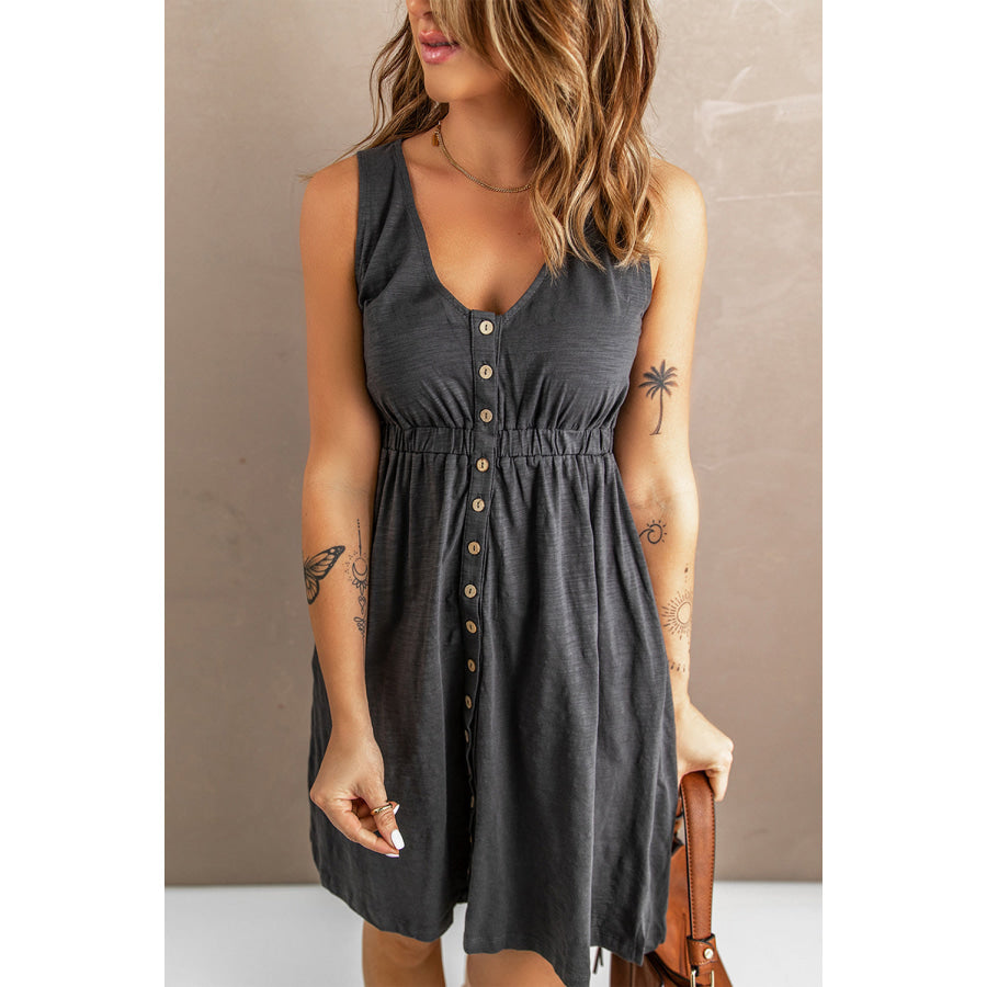 Sleeveless Button Down Mini Dress