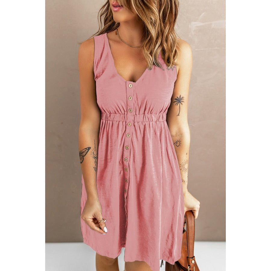 Sleeveless Button Down Mini Dress