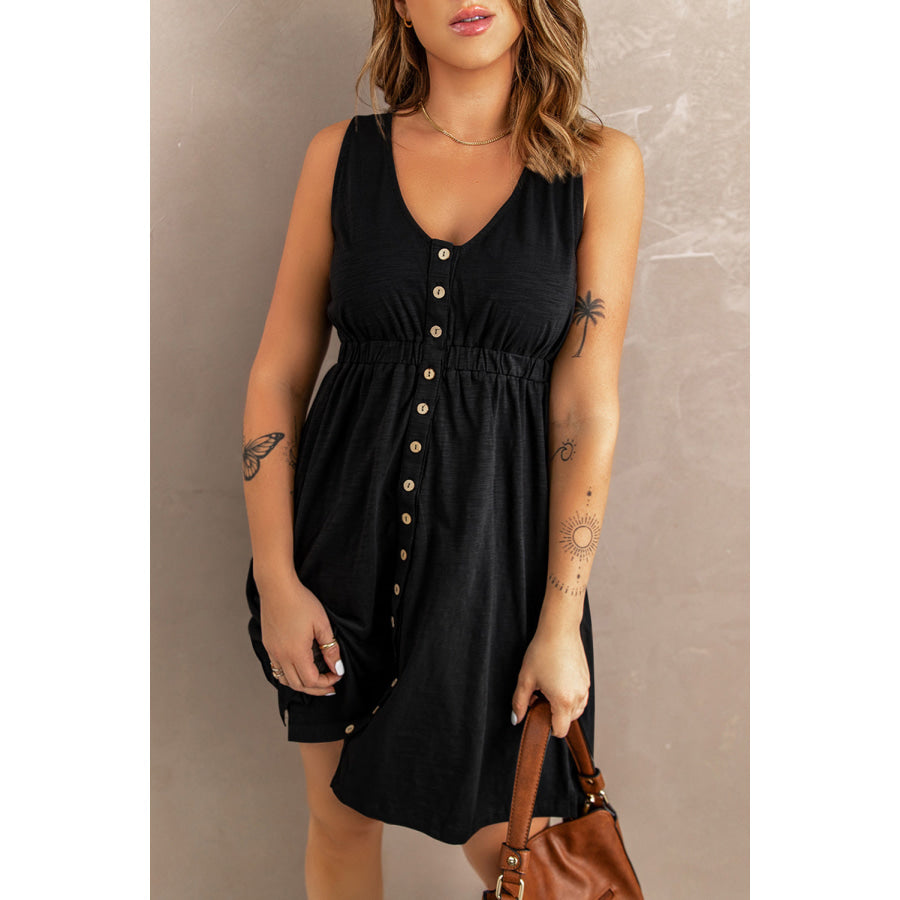 Sleeveless Button Down Mini Dress