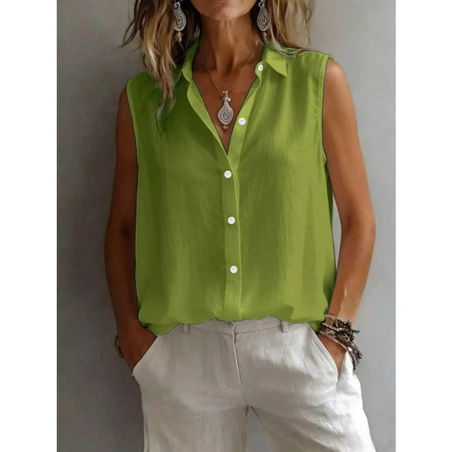 Sleeveless Button-Down Shirt Apparel and Accessories