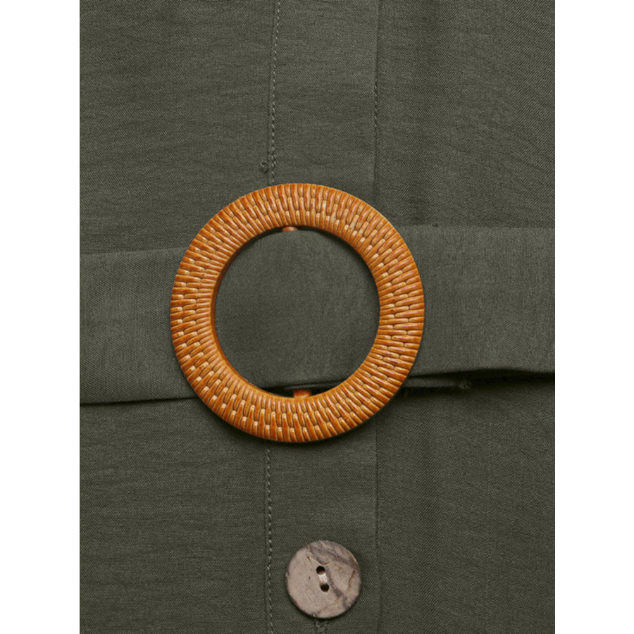 Sleeveless Button-Down Tiered Midi Dress Apparel and Accessories