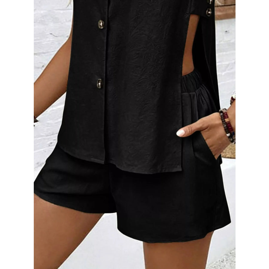 Sleeveless Button-Down Top and Shorts Set Apparel and Accessories