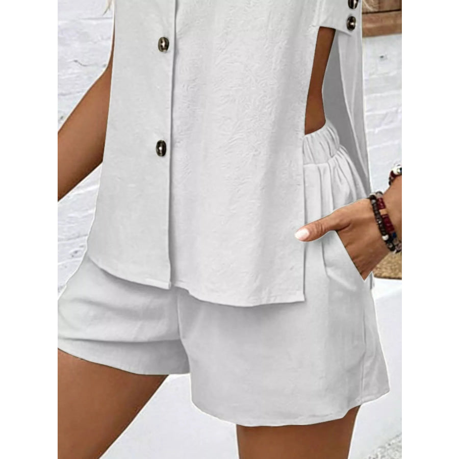 Sleeveless Button-Down Top and Shorts Set Apparel and Accessories