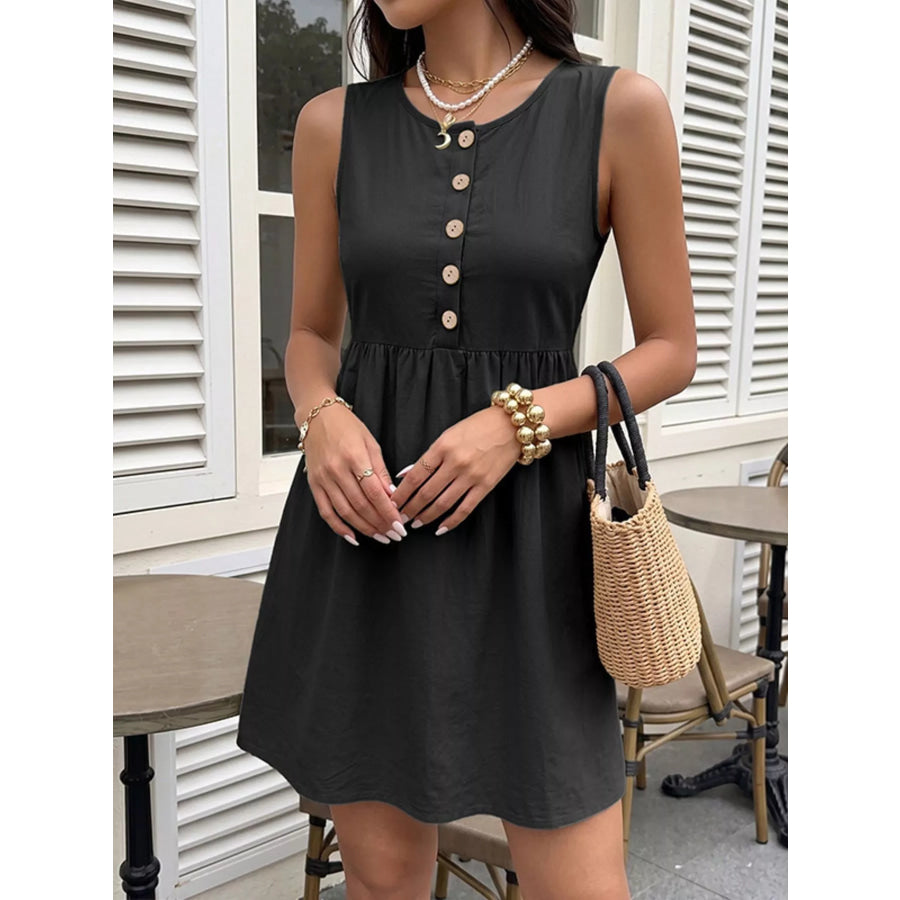 Sleeveless Button-Front A-Line Dress Apparel and Accessories