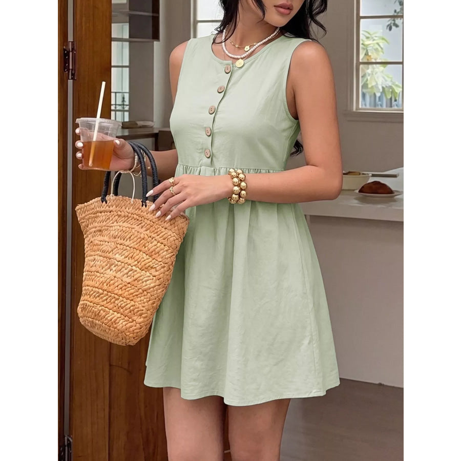Sleeveless Button-Front A-Line Dress Apparel and Accessories