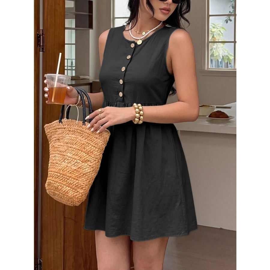 Sleeveless Button-Front A-Line Dress Apparel and Accessories