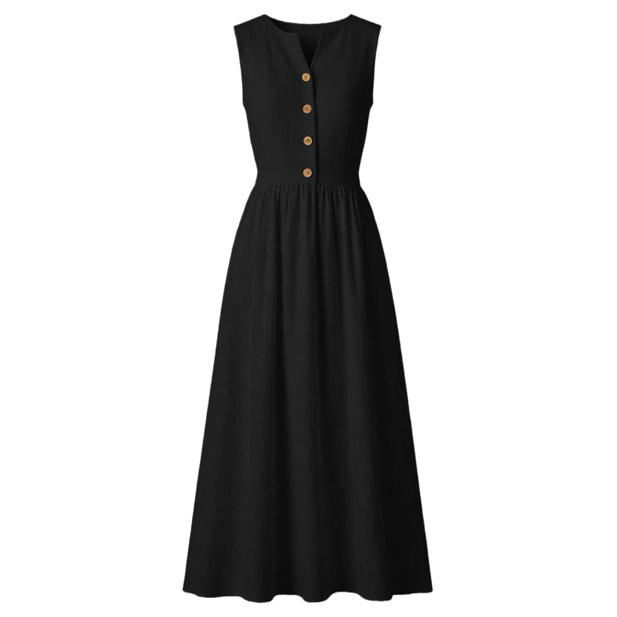 Sleeveless Button Front Flowy Midi Dress Apparel and Accessories