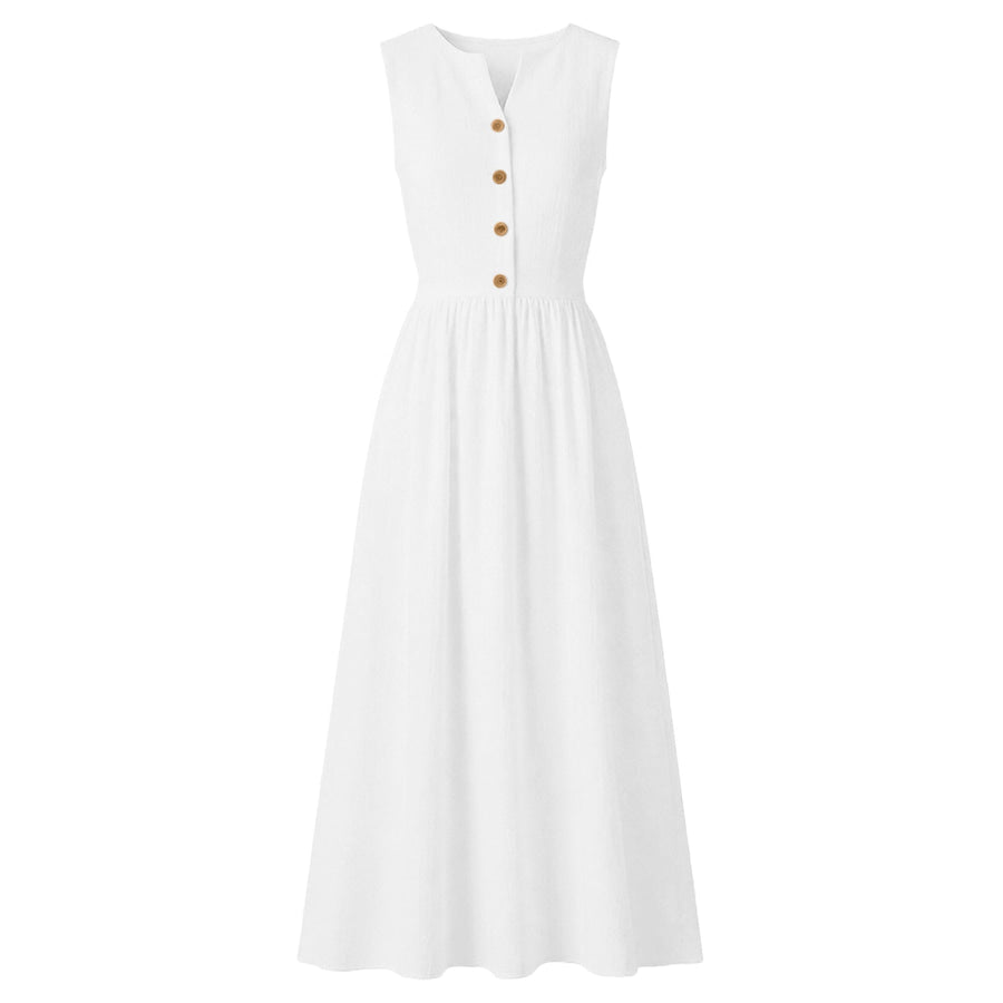 Sleeveless Button Front Flowy Midi Dress Apparel and Accessories