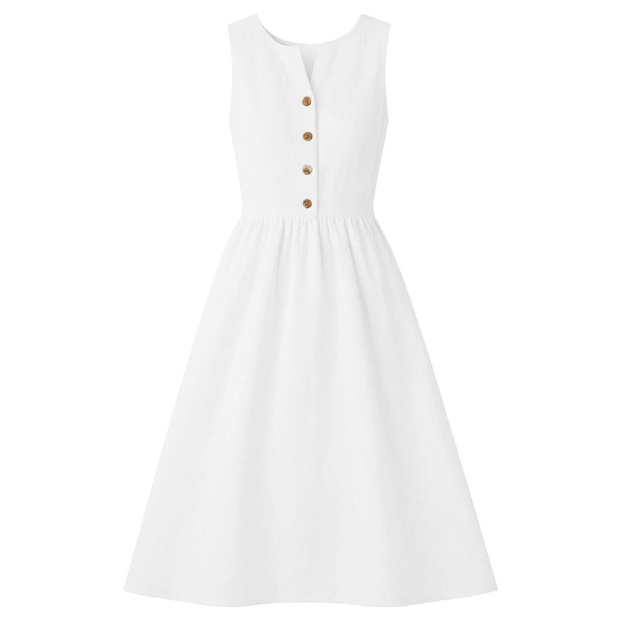 Sleeveless Button Front Flowy Midi Dress Apparel and Accessories