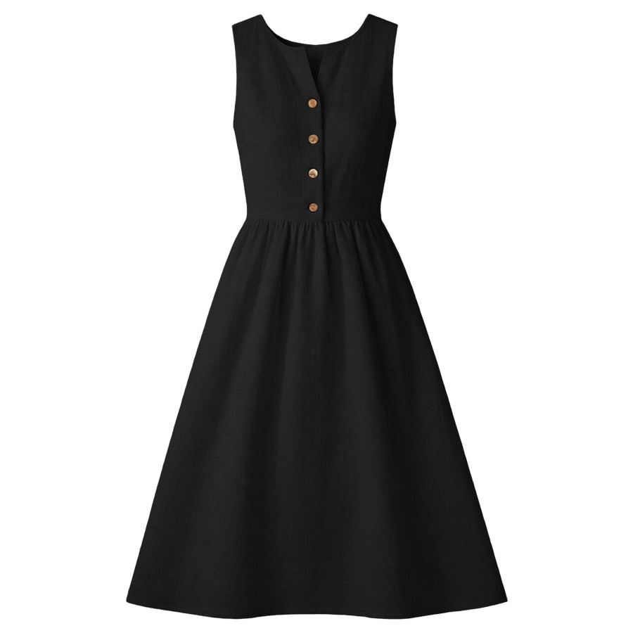 Sleeveless Button Front Flowy Midi Dress Apparel and Accessories