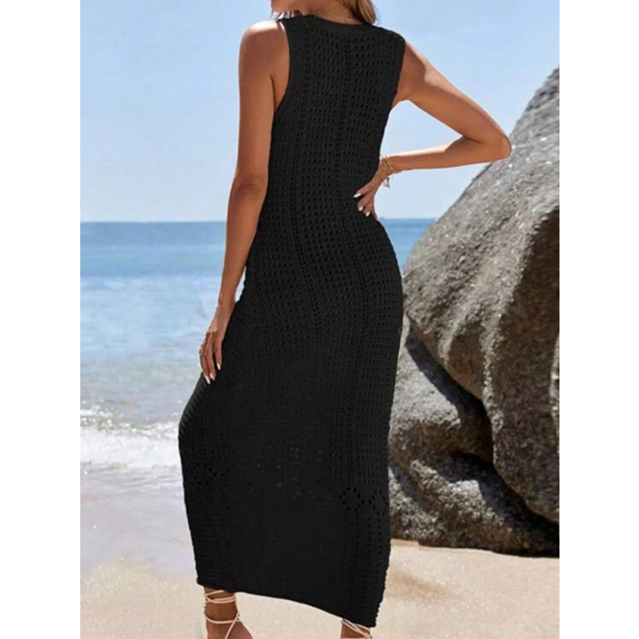 Sleeveless Crochet Knit Cover Up Maxi Dress Apparel and Accessories